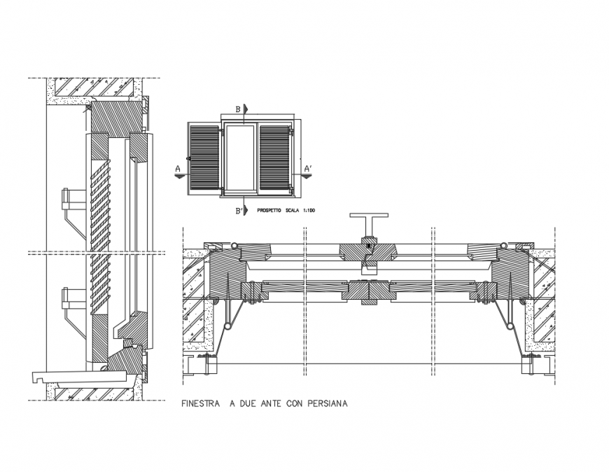 Persian sliding window structure cad drawing details dwg file