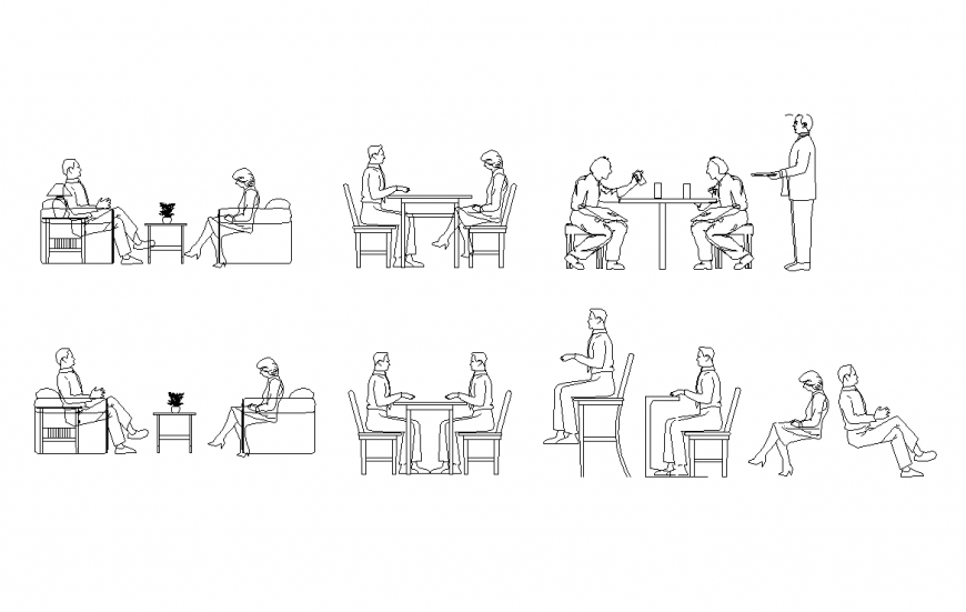 Person different style block design with working position dwg file