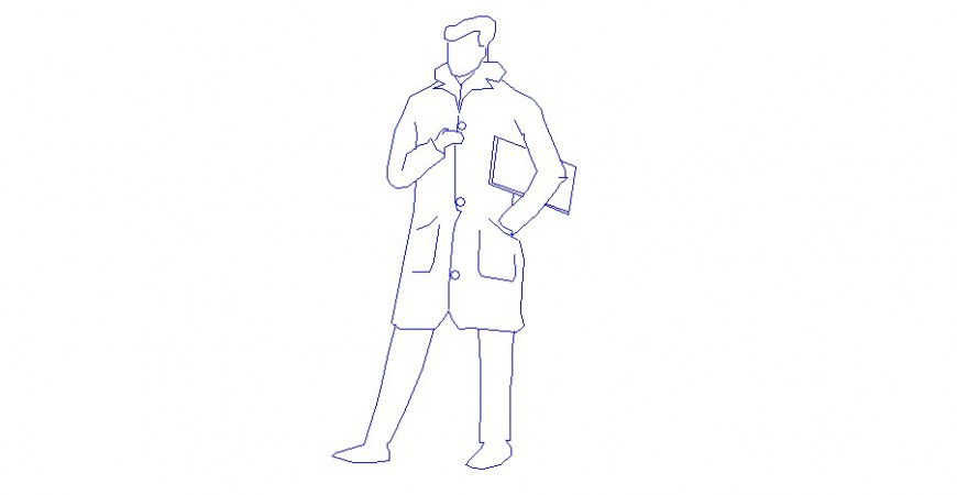 Person standing with book block in AutoCAD file