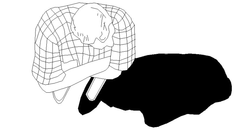 Person standing with her shadow with block of people of Auto cad dwg file