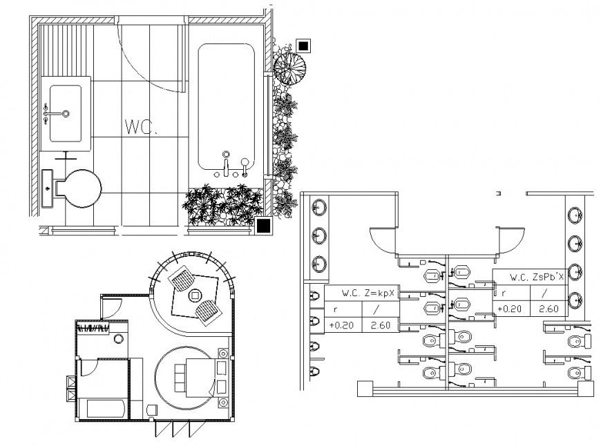 Personal and public toilet plan and installation drawing details dwg file