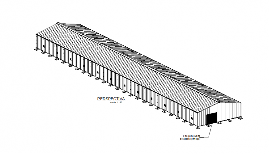 Perspective general view of industrial plant cad drawing details dwg file