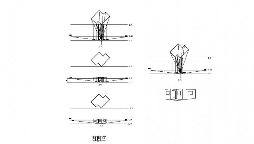 Perspective view house plan autocad file