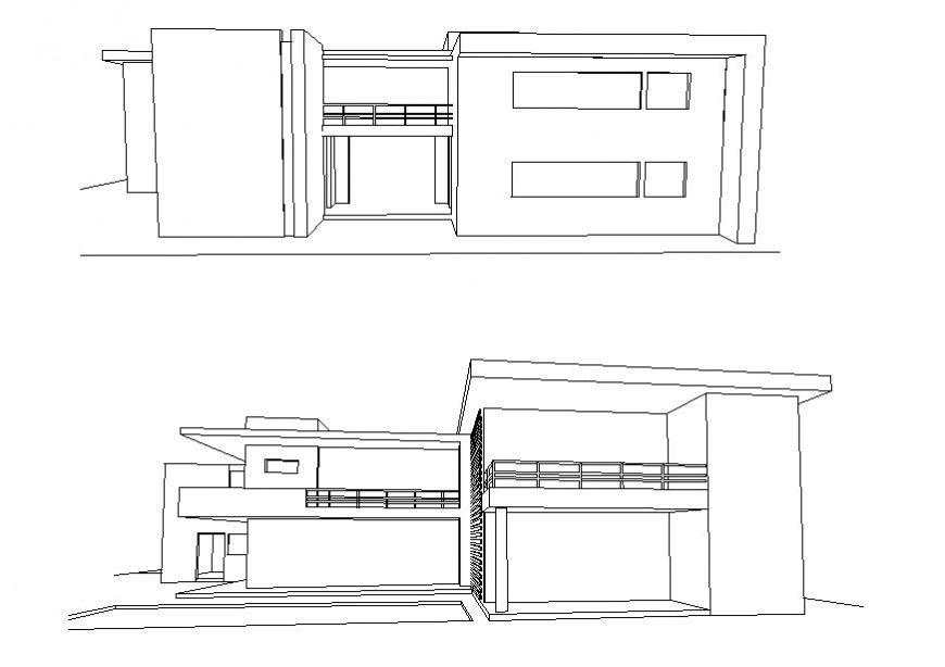 Perspective view of elevation of a modern bungalow