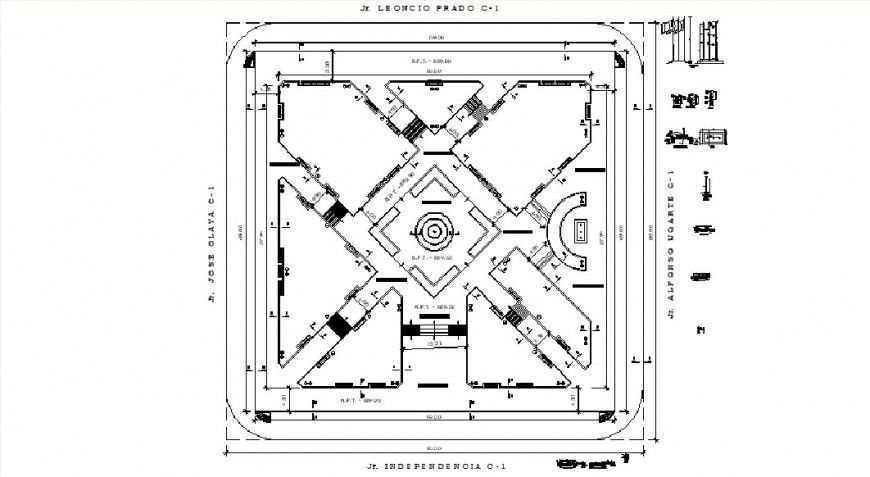 Peru garden site layout plan and landscaping structure details dwg file