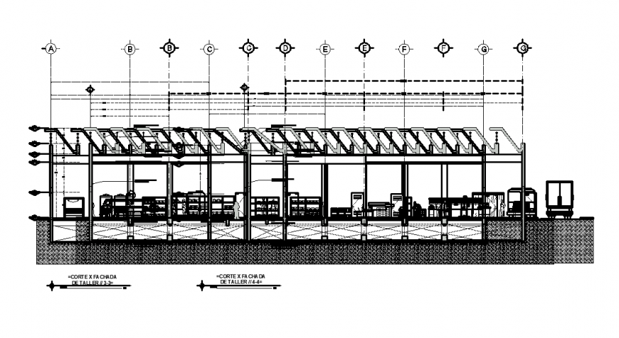 Petrol pump detail elevation and section structural plan layout file