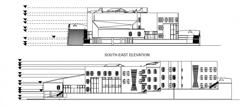 Pharmaceutical research institute elevation in dwg AutoCAD file.