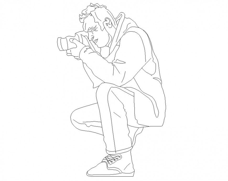 Photographer person detail 2d view CAD block autocad file