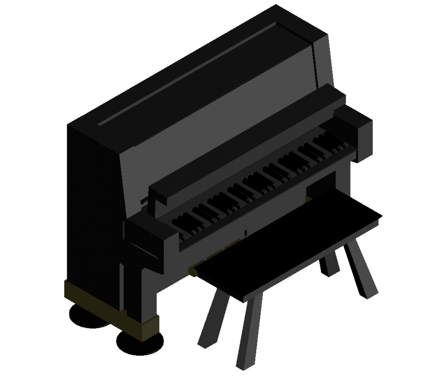 Piano 3d design musical instrument house hold block dwg file