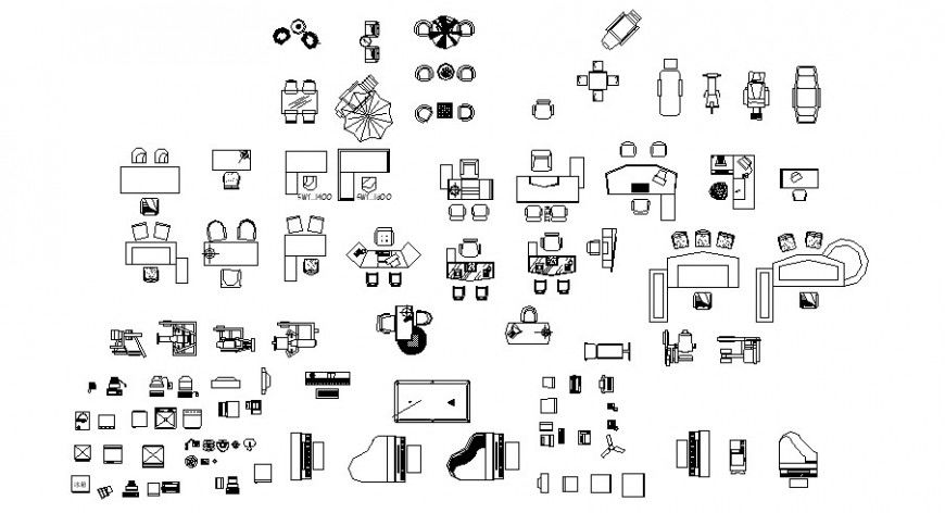 Piano table and other furniture units drawing in autocad