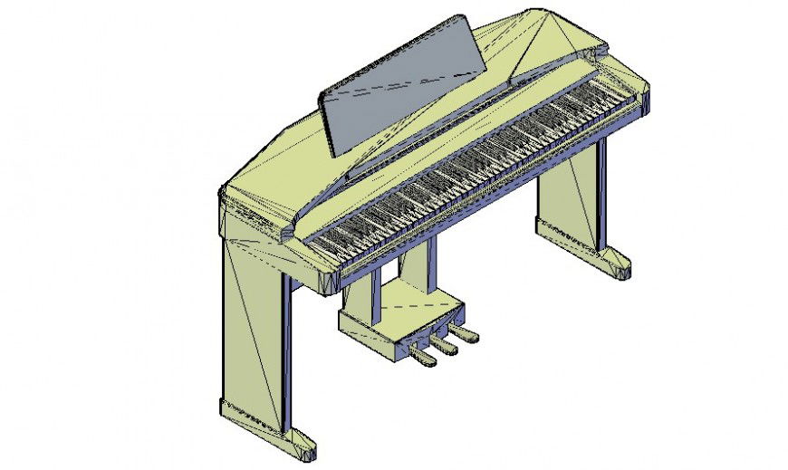 Piano table detail 3d model drawing in autocad