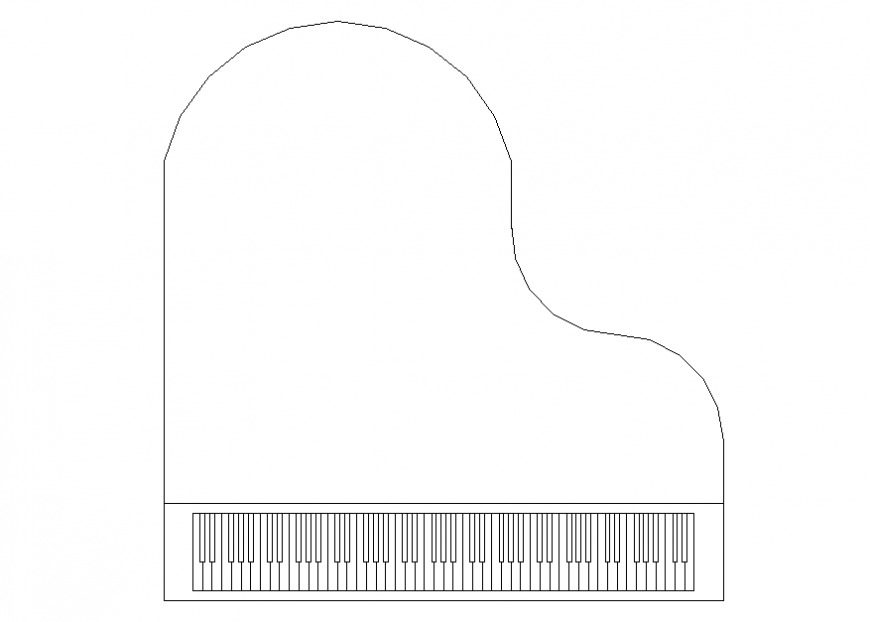 Piano table top view elevation block cad drawing details dwg file