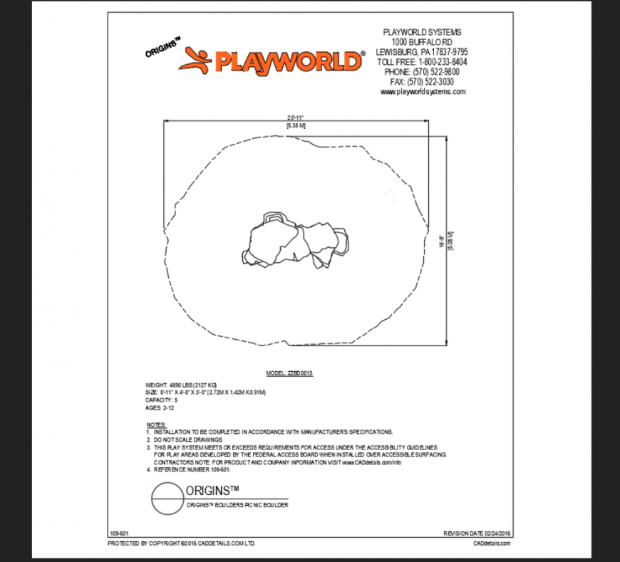 Picnic rock boulder play area play equipment details dwg file