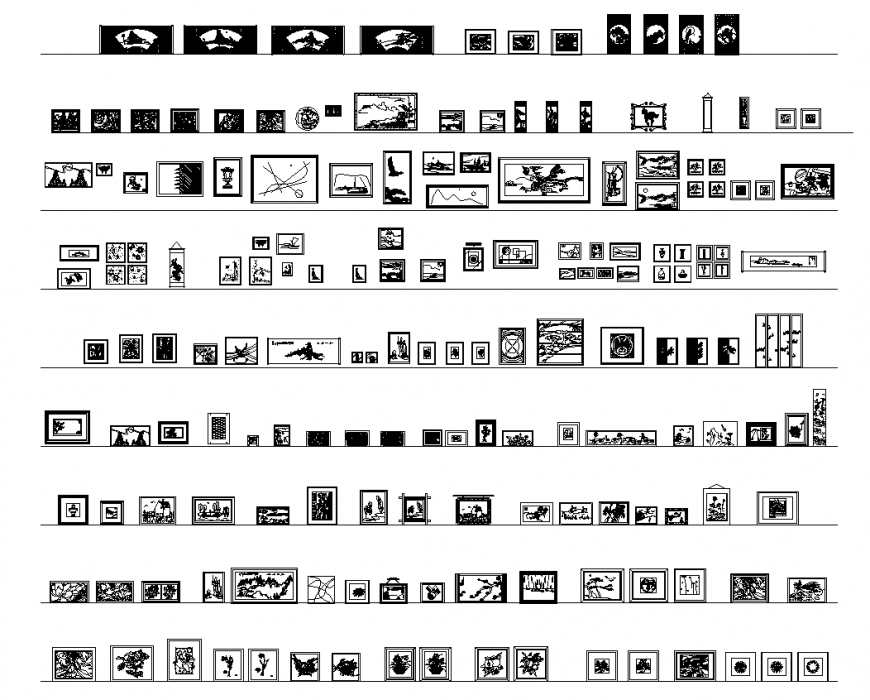 Picture frame different types of size and shape design dwg file