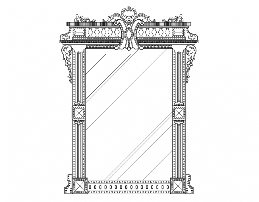 Pillar curved traditional door front elevation cad block details dwg file