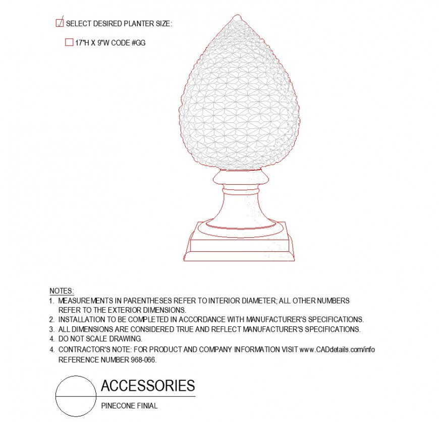Pinecone final accessories plan autocad file