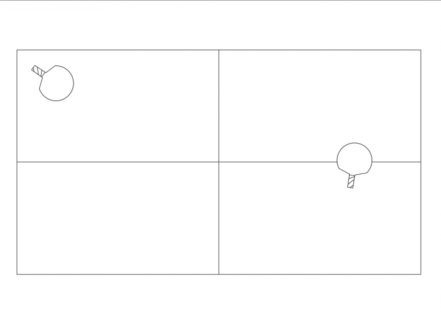 Ping pong game table top view cad blocks details dwg file