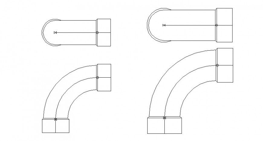 Pipe bend block plan and elevation in auto cad
