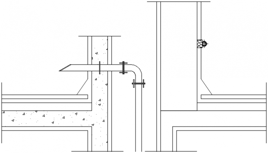 Pipe clamp section and structure drawing details dwg file