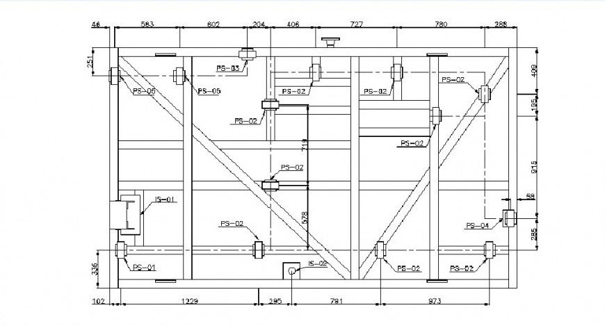 Pipe connection structure details for water utility plant dwg file