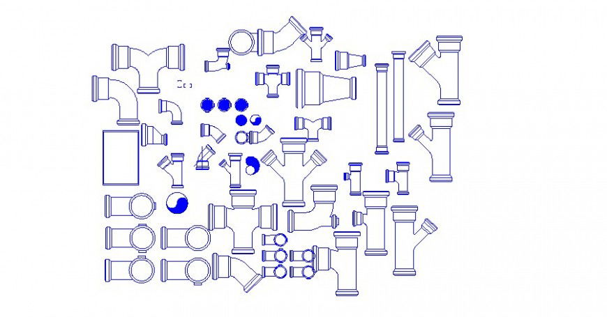 Pipe different joint of plumbing block in AutoCAD