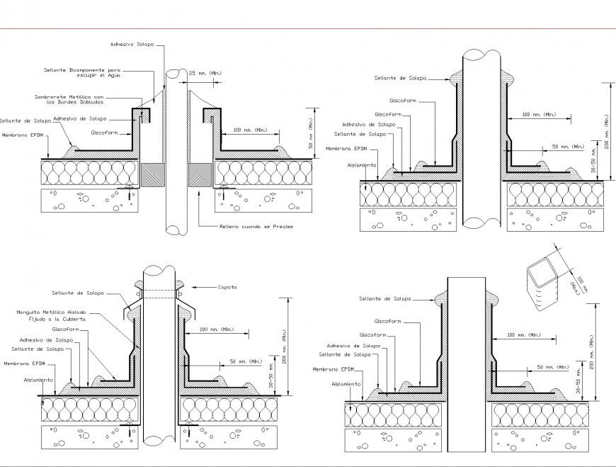 Pipe foundation section plan dwg file