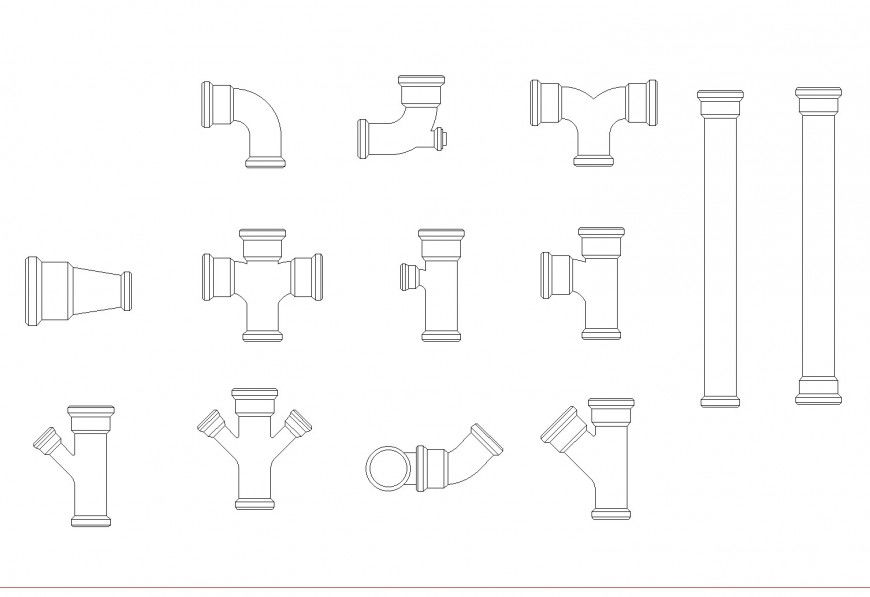 Pipe joint 2 D plan layout detail
