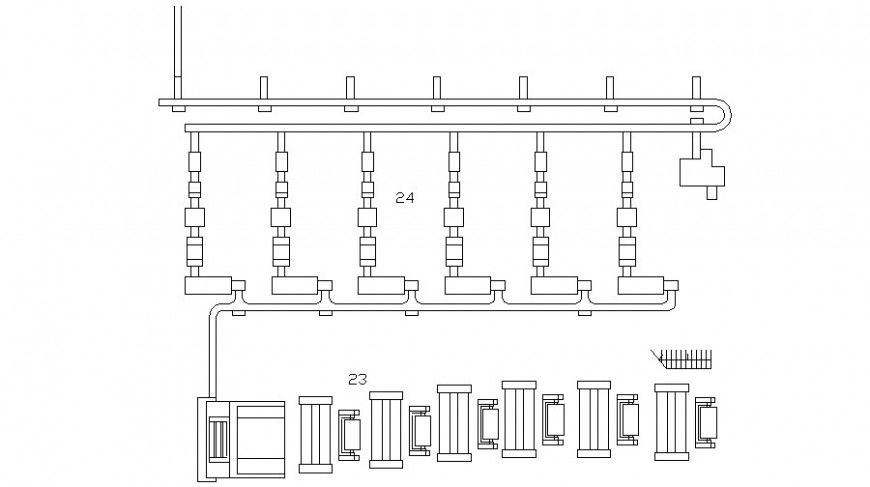 Pipe line structure elevation cad drawing details dwg file