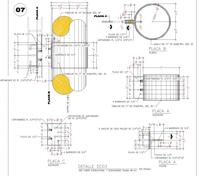 Pipe plan, elevation and section autocad file