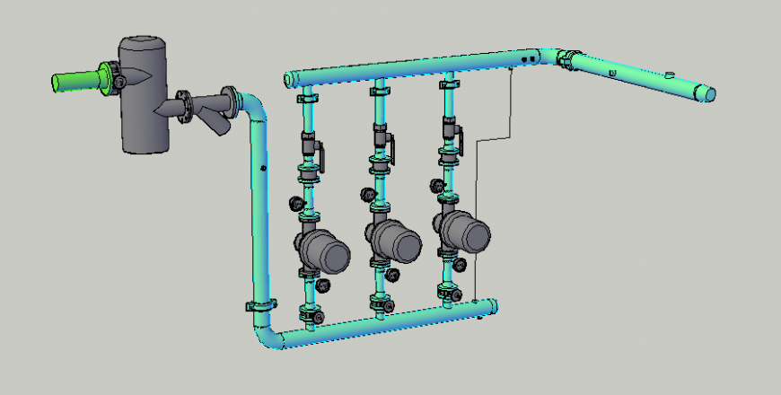 Piping 3D modal boiler distribute detail dwg file