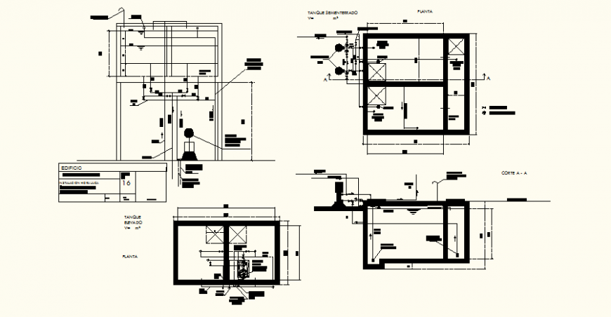 Piping system detail building elevation and section dwg file