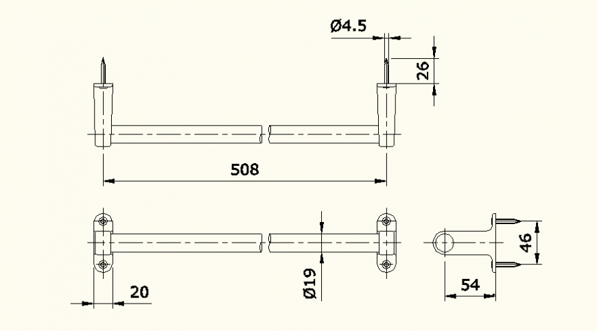 Piping system detail elevation autocad file