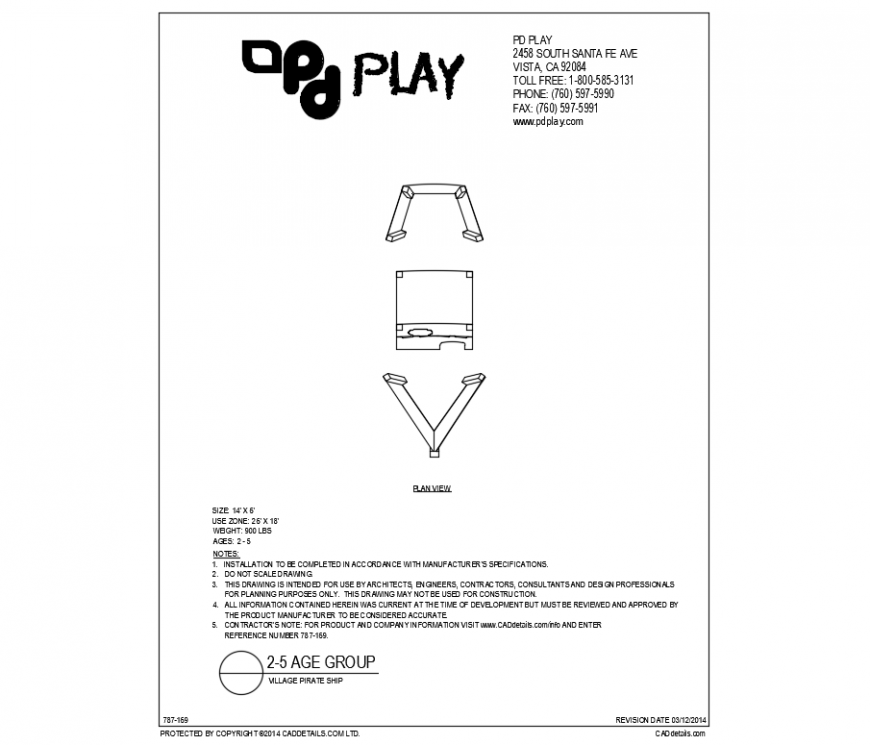 Pirate ship play equipment plan view details dwg file