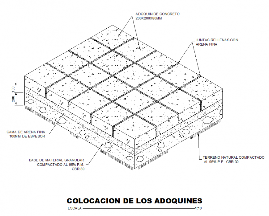 Placement cobblestones isometric view layout file