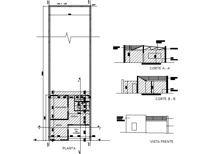 plan, elevation and section detail dwg file