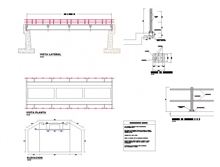 Plan, elevation and section bridge autocad file