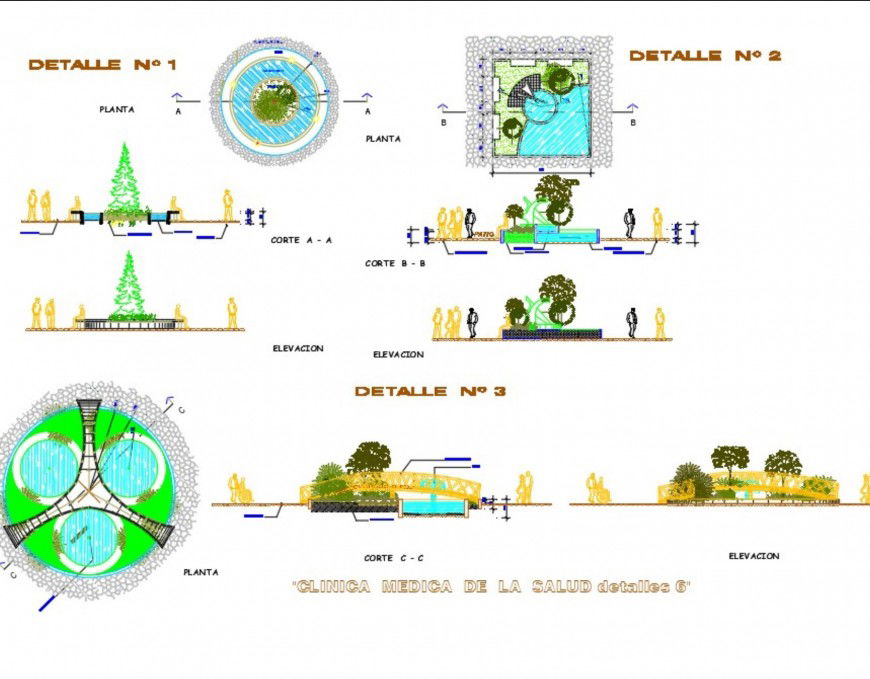 Plan, elevation and section clinic plan dwg file