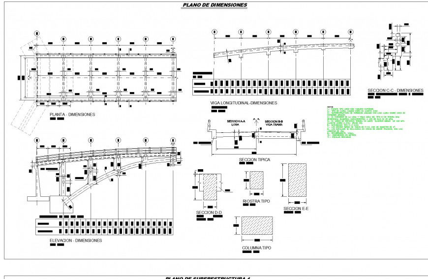 Plan, elevation and section Jacha kora bridge autocad file