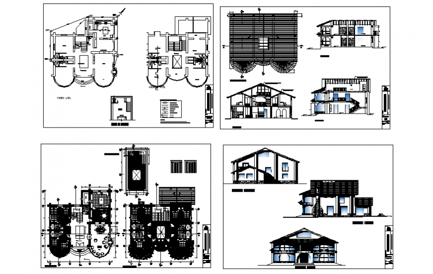 Plan, elevation and section living place detail dwg file