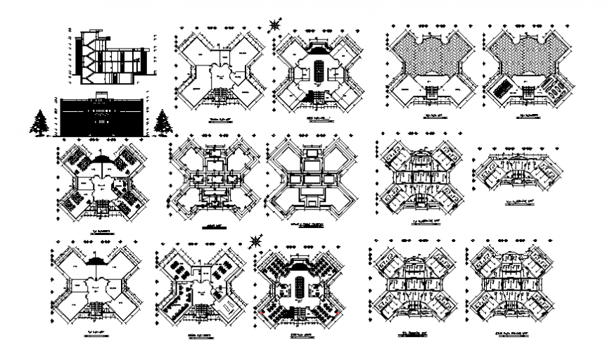 Plan, elevation and section restaurant detail autocad file
