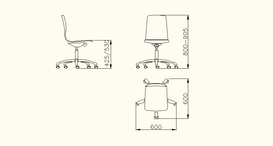 Plan,elevation and chair design with detail of area in 2d detail with furniture dwg file