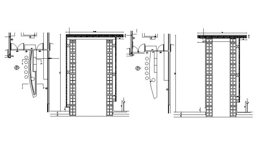Plan and drawings details of door block 2d view in autocad