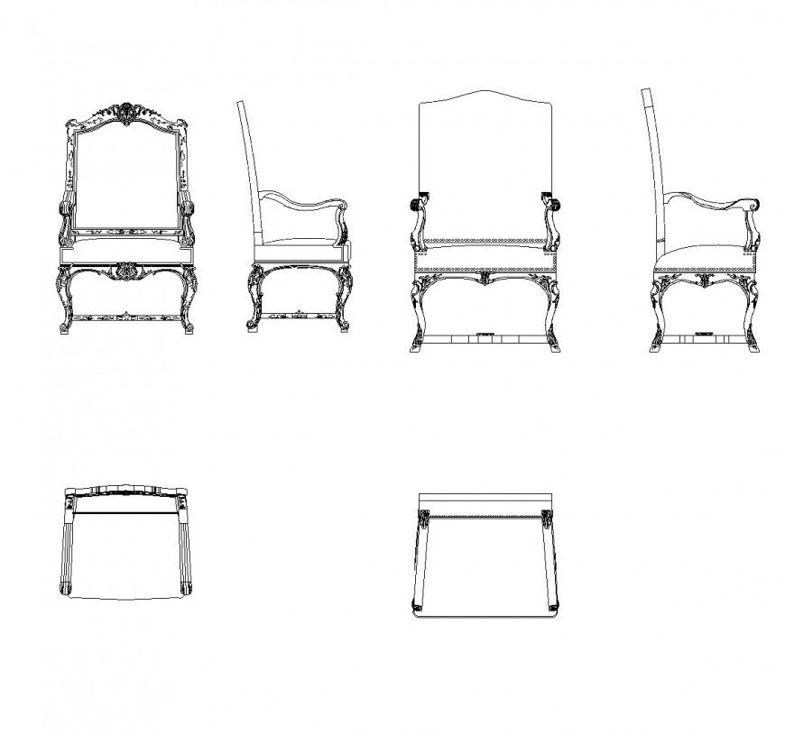 Plan and elevation Armchair CAD Blocks autocad file