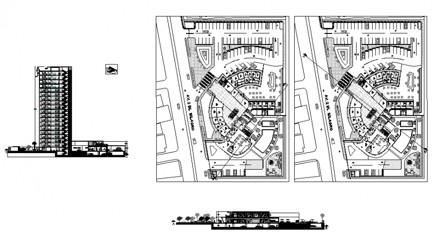 Plan and elevation commercial building autocad file