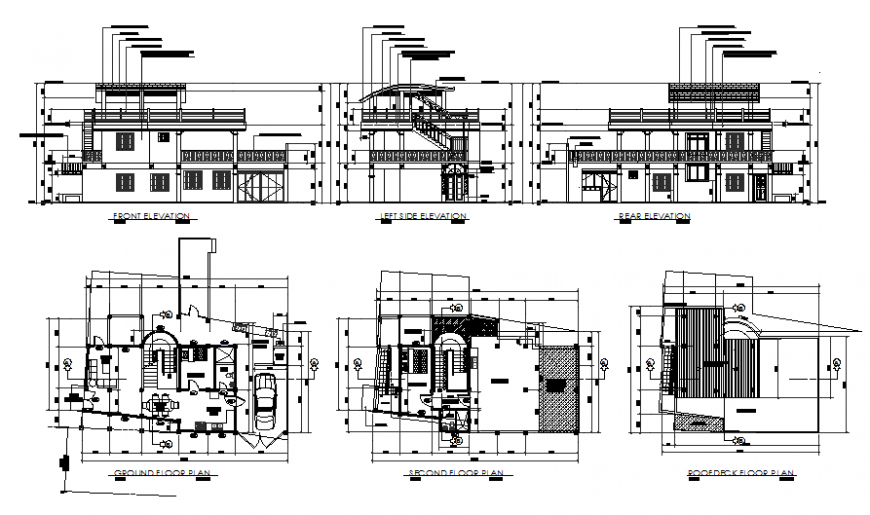 Plan and elevation detail 2 BHK house planning dwg file