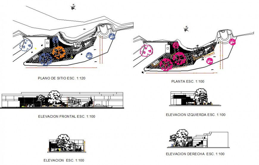 Plan and elevation detail of an area 2d view CAD block layout file in dwg format
