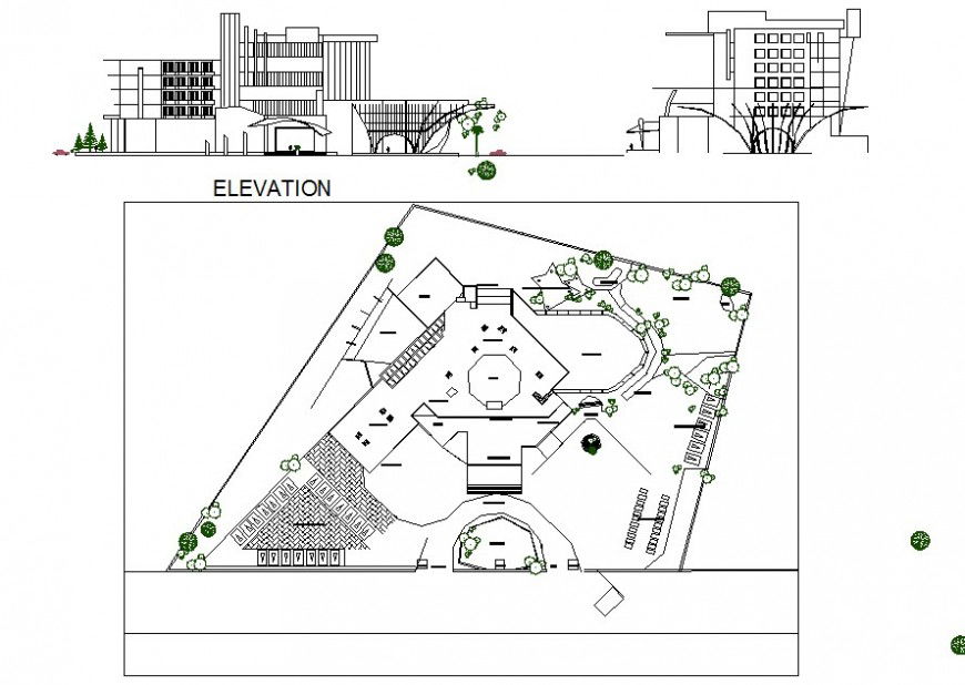 Plan and elevation detail office commercial autocad file