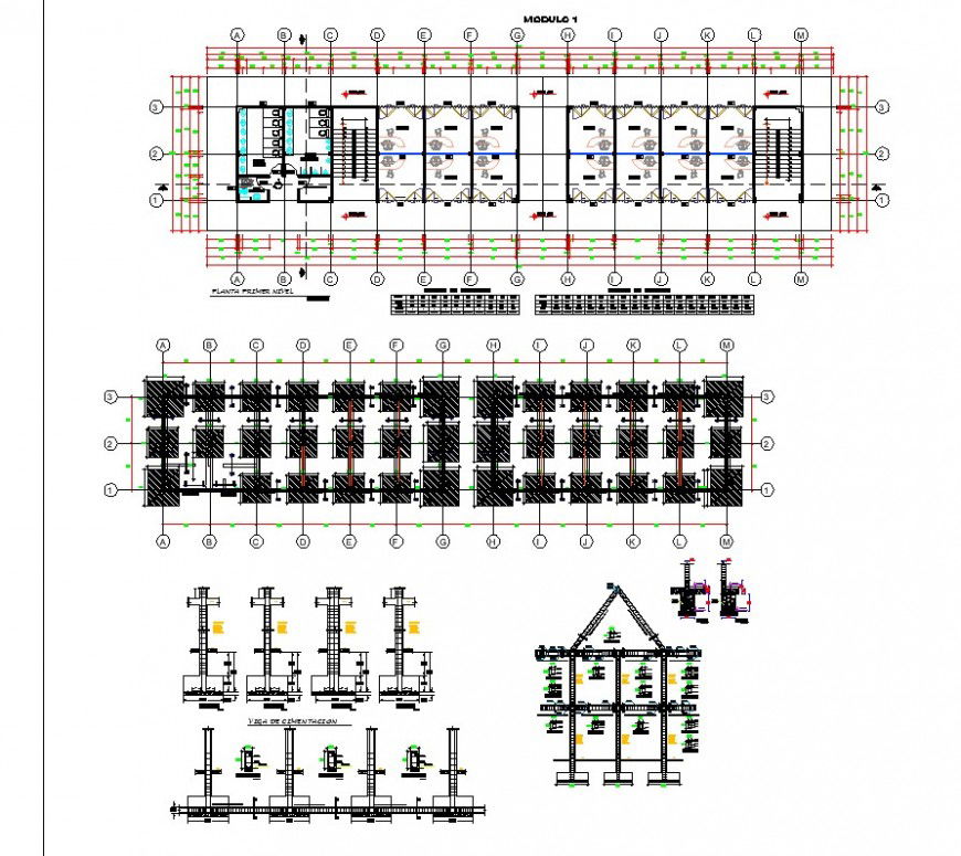 Plan and elevation guest house layout file