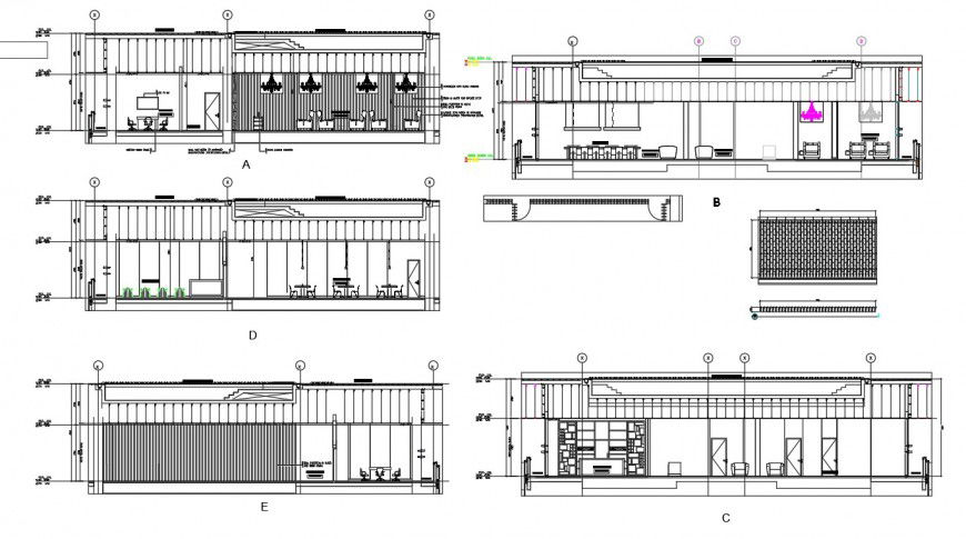 Plan and elevation hotel detail dwg file