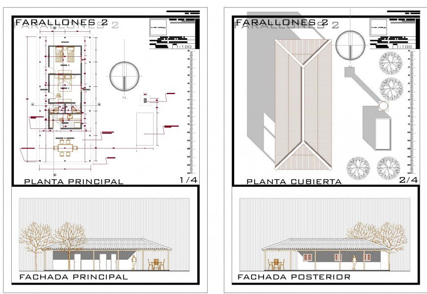 Plan and elevation house detail dwg file